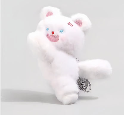 Fluffy Angry Cat Plush Keychain