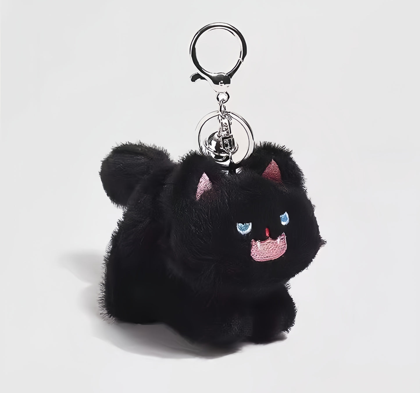 Fluffy Angry Cat Plush Keychain