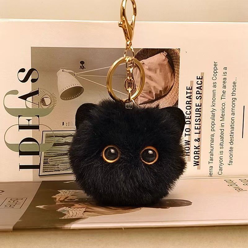 Press and Meow Black Cat Plush Keychain