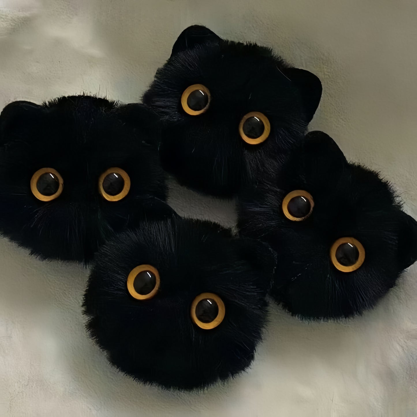 Press and Meow Black Cat Plush Keychain