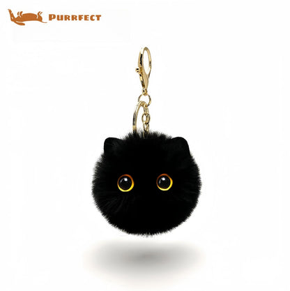 Press and Meow Black Cat Plush Keychain